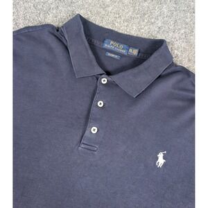 Polo Ralph Lauren Polo Shirt Mens 2XL Navy Blue White Pony‎ Soft Jersey Casual